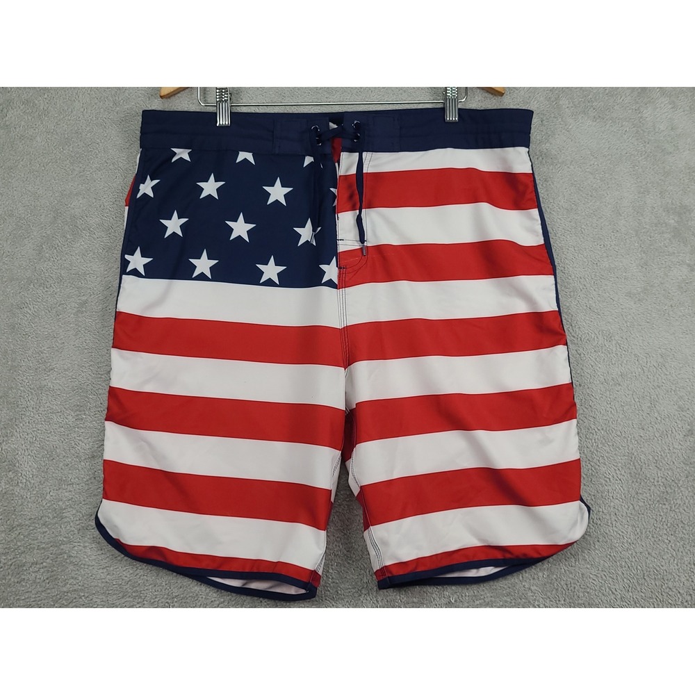 Old Navy Mens American Flag Board Shorts Red White Blue Stars Stripes Size 38